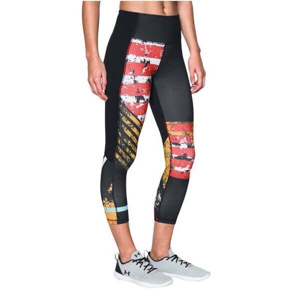 Under Armour Leggings Women's Size Small Mirror‎ Hi-Rise Black/Multi Crop - Picture 4 of 9